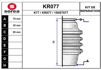 KR077 EAI Комплект пыльника, приводной вал