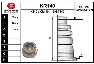 KR140 EAI Комплект пыльника, приводной вал