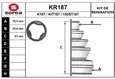 KR187 EAI Комплект пыльника, приводной вал