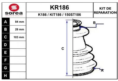 KR186 EAI Комплект пыльника, приводной вал