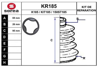 KR185 EAI Комплект пыльника, приводной вал