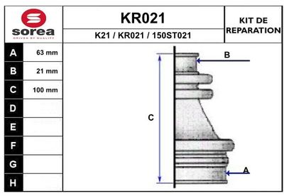 KR021 EAI Комплект пыльника, приводной вал