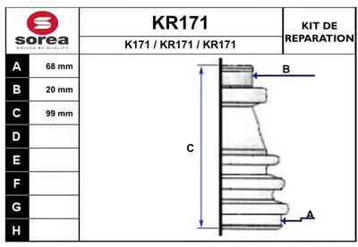 KR171 EAI Комплект пыльника, приводной вал