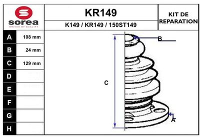 KR149 EAI Комплект пыльника, приводной вал