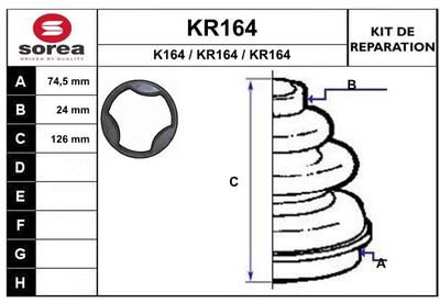 KR164 EAI Комплект пыльника, приводной вал