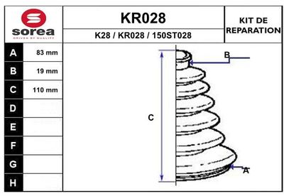 KR028 EAI Комплект пыльника, приводной вал