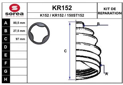 KR152 EAI Комплект пыльника, приводной вал