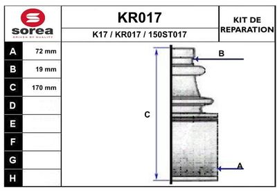 KR017 EAI Комплект пыльника, приводной вал