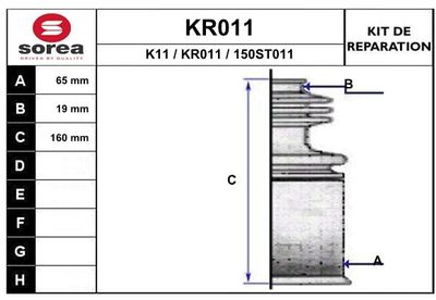 KR011 EAI Комплект пыльника, приводной вал