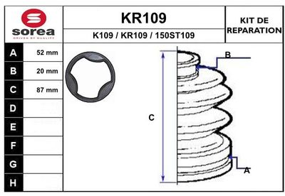 KR109 EAI Комплект пыльника, приводной вал