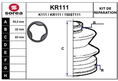 KR111 EAI Комплект пыльника, приводной вал