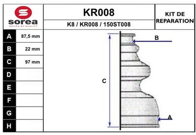 KR008 EAI Комплект пыльника, приводной вал