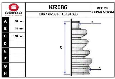 KR086 EAI Комплект пыльника, приводной вал