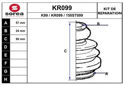 KR099 EAI Комплект пыльника, приводной вал