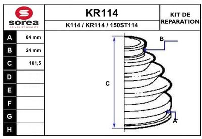 KR114 EAI Комплект пыльника, приводной вал