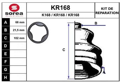 KR168 EAI Комплект пыльника, приводной вал