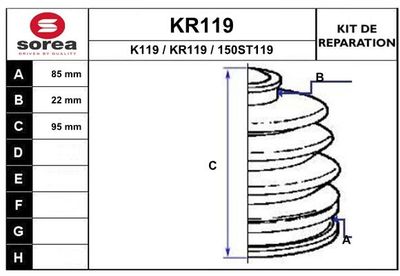 KR119 EAI Комплект пыльника, приводной вал