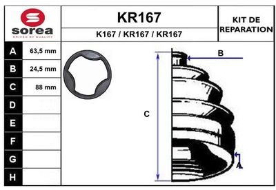 KR167 EAI Комплект пыльника, приводной вал