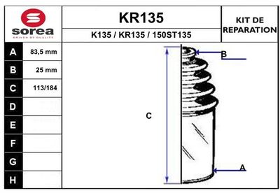 KR135 EAI Комплект пыльника, приводной вал