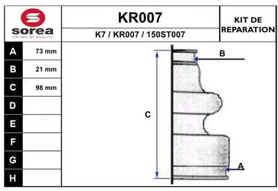 KR007 EAI Комплект пыльника, приводной вал