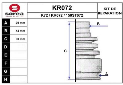 KR072 EAI Комплект пыльника, приводной вал