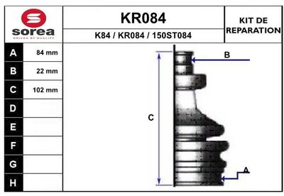 KR084 EAI Комплект пыльника, приводной вал