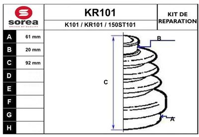 KR101 EAI Комплект пыльника, приводной вал