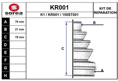 KR001 EAI Комплект пыльника, приводной вал