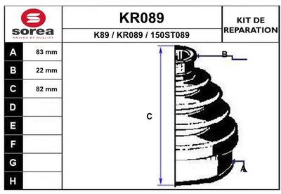 KR089 EAI Комплект пыльника, приводной вал