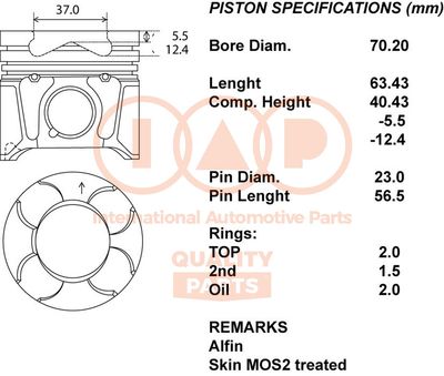  10016079 IAP QUALITY PARTS Поршень