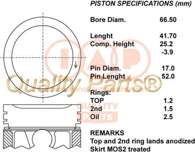  10000110 IAP QUALITY PARTS Поршень