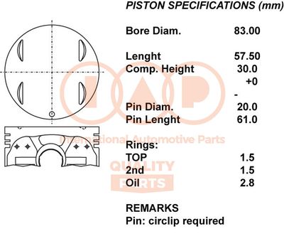  10013076 IAP QUALITY PARTS Поршень