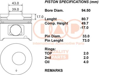  10017045 IAP QUALITY PARTS Поршень