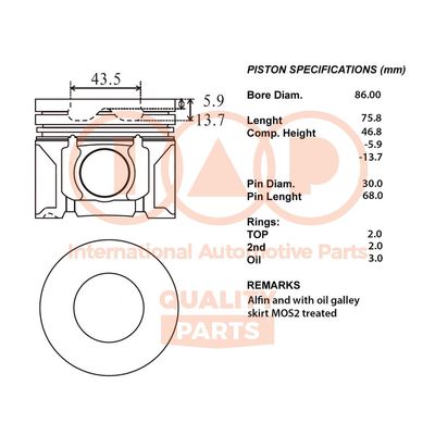  10011058 IAP QUALITY PARTS Поршень