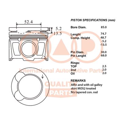  10014076 IAP QUALITY PARTS Поршень