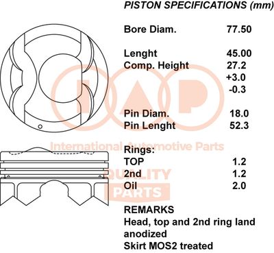  10007101 IAP QUALITY PARTS Поршень