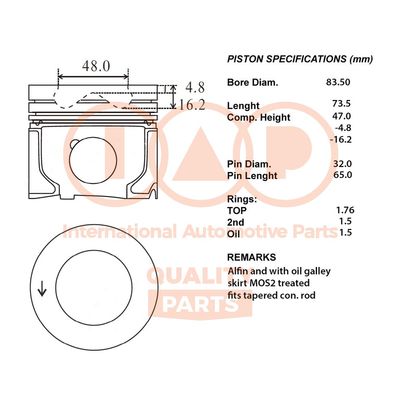  10014091 IAP QUALITY PARTS Поршень