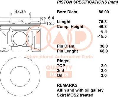  10011050 IAP QUALITY PARTS Поршень