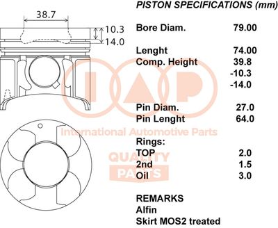  10009044 IAP QUALITY PARTS Поршень