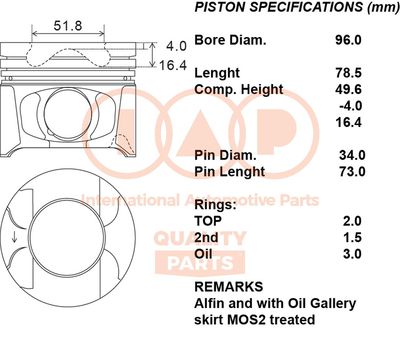  10017154 IAP QUALITY PARTS Поршень