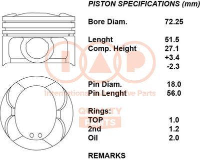  10000114 IAP QUALITY PARTS Поршень