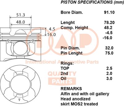  10012038 IAP QUALITY PARTS Поршень