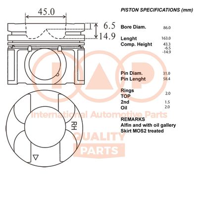  10015033 IAP QUALITY PARTS Поршень