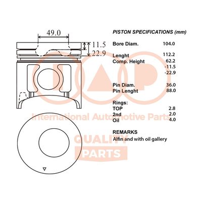  10012103 IAP QUALITY PARTS Поршень