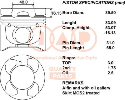  10013177 IAP QUALITY PARTS Поршень