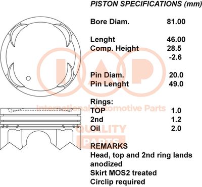  10007120 IAP QUALITY PARTS Поршень