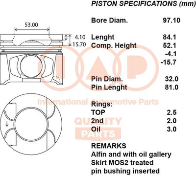  10021058 IAP QUALITY PARTS Поршень