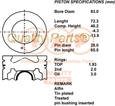  10007096 IAP QUALITY PARTS Поршень