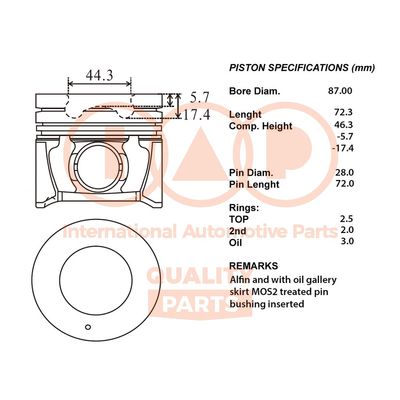  10007088 IAP QUALITY PARTS Поршень