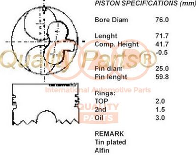  10009032 IAP QUALITY PARTS Поршень